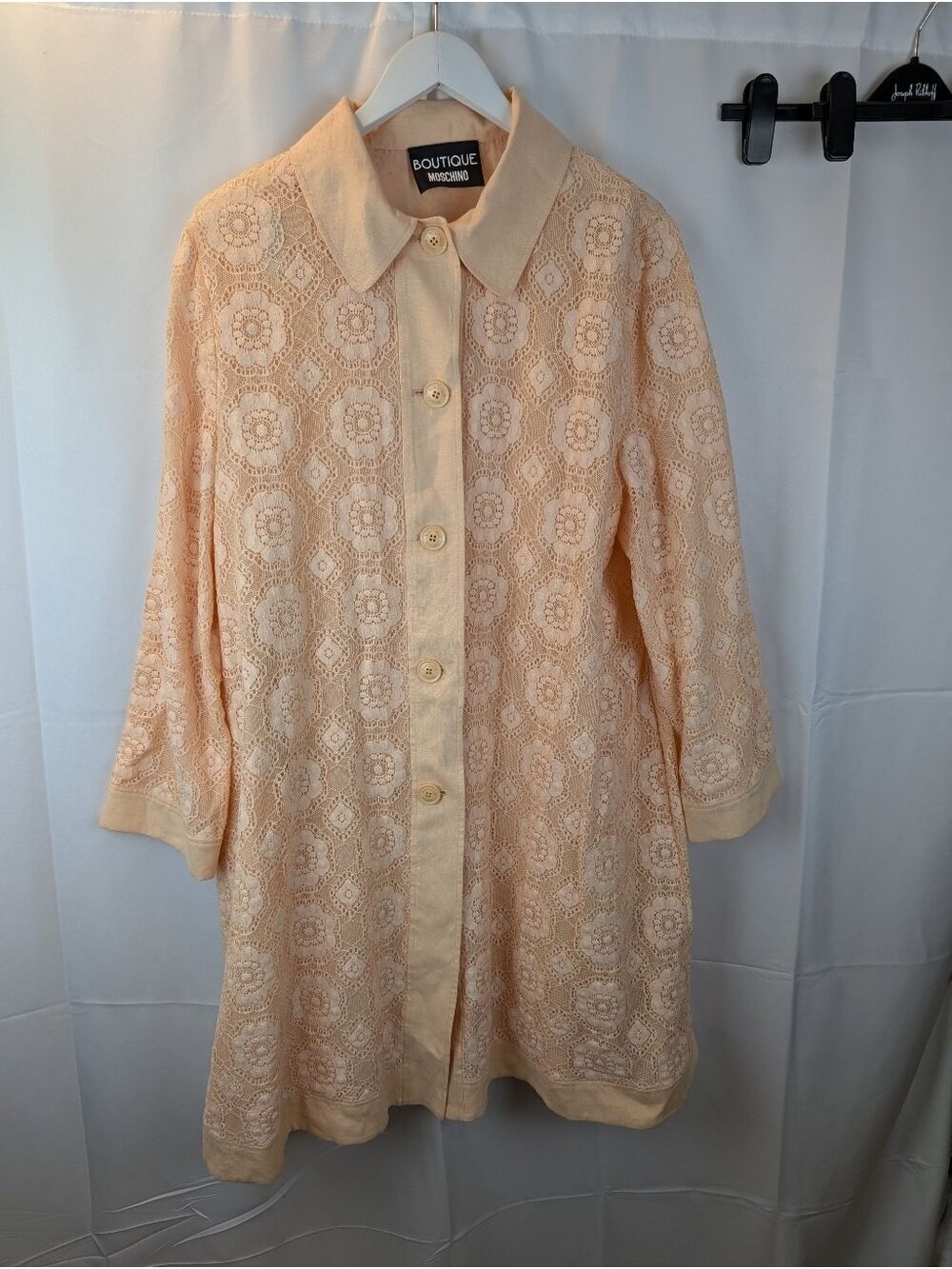 Boutique Moschino Peach Floral Lace Mod Duster Coat Jacket Size 12 BNWT